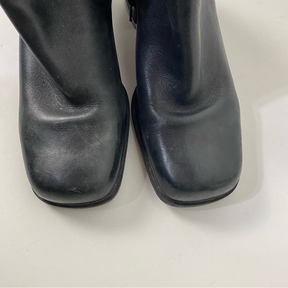 Vintage Ecco y2k square toe leather ankle boots grunge gothic minimalist goth - Picture 2 of 9